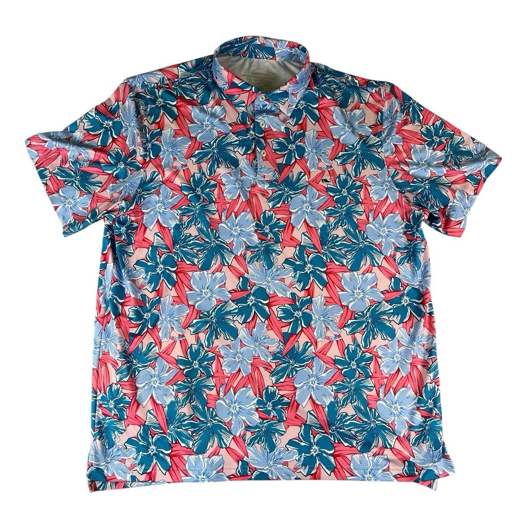 Vineyard Vines OTG Sankaty Polo XL Floral Golf Shirt Hawaiian Style Stretch